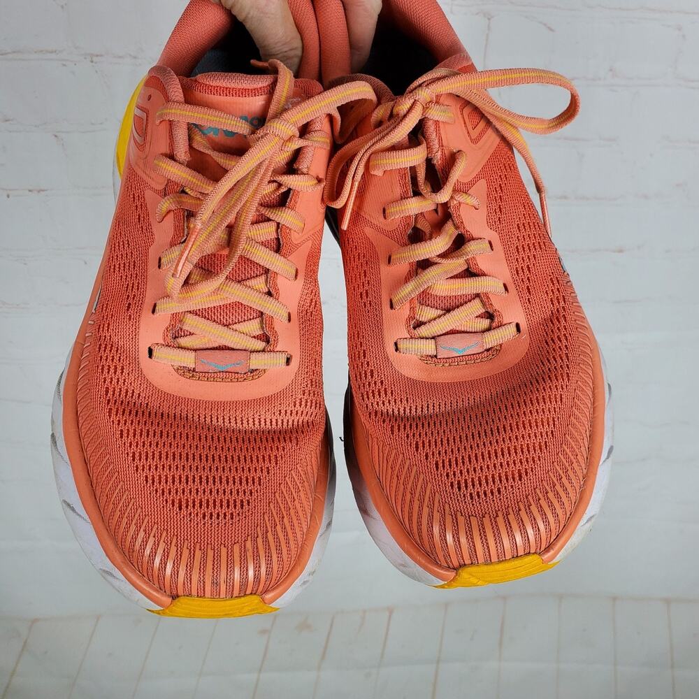 Hoka One One Bondi 7 Sneakers Shoes Womens Size 9 Orange Running Cushioned Walk - Picture 8 of 10
